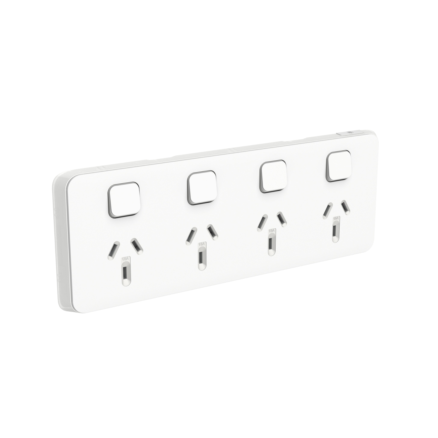 PDL Iconic, switched socket, 4 switch & 4 socket, horiz, 10 A, Vivid White